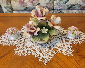 Capodimonte Porcelain Floral Arrangement Set