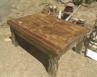Massive heavy 
 primitive wood carved low table