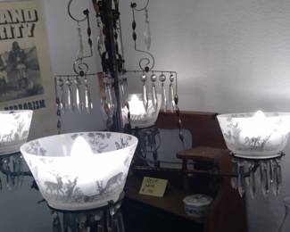 1/2 off monday Ctystal chandeliar etched hunting sceen