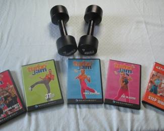 Work out videos yoga mat and weights 