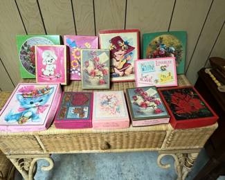 Boxes of vintage greeting cards
