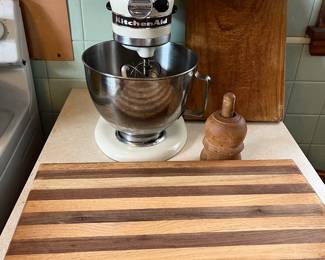 Kitchen Aid mixer and wood cutting boards