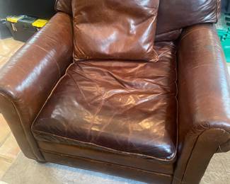 2nd restoration hardware leather chair and pillow