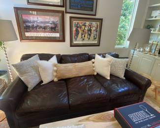 Restoration hardware leather sofa with 2 leather pillows it’s just broken in well. 