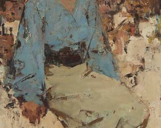 256
Burt Proctor
1901-1980
Seated Woman In Blue
Oil on board
Signed lower left: Burt Procter
26" H x 16" W
Estimate: $2,000 - $3,000