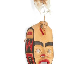 168
Donny Joe
b. 20th century
"Eagle," 1986
Painted carved wood, abalone shell, beads, and feathers
Signed, titled, and dated verso: Donny Joe / 86
Overall: 24" H x 8.25" W x 5.5" D; Wood: 15" H
Estimate: $300 - $500