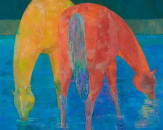 74
Lew Davis
1910-1979
"Waterhole No.2," 1975
Acrylic on Masonite
Signed upper right: Lew Davis; signed again, titled, and dated, verso
40" H x 42" W
Estimate: $6,000 - $8,000