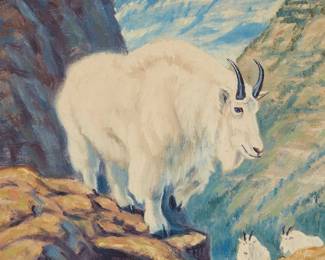 48
Walter Joseph Wilwerding
1891-1966
Mountain Goat
Oil on board
Signed lower left: Wilwerding
Sight: 10.25" H x 8.125" W
Estimate: $300 - $500