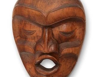176
Lloyd Wadhams Jr.
b. 1967, Kwakwaka'wakw
"Woman Of The Woods"
Carved wood
Incised signature verso: L Wadhams; titled to sticker applied verso
9" H x 7.25" W x 5.25" D
Estimate: $200 - $400