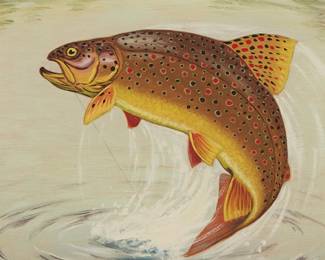 54
Walter Joseph Wilwerding
1891-1966
Jumping Fish
Oil on board
Signed lower left: Wilwerding
10.25" H x 8.125" W
Estimate: $300 - $500