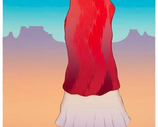 251
R.C. Gorman
1932-2005, Navajo/Diné
"Eye Dazzler," 1990
Lithograph in colors on paper
Edition: 30/224
Signed, dated, and numbered in pencil in the lower left and right corners, respectively: R. C. Gorman; titled on a typed label affixed to the frame's backing paper; Western Graphics Workshop, Inc., Albuquerque, NM, prntr./pub.
Image/Sheet: 41" H x 31.5" W
Estimate: $600 - $800