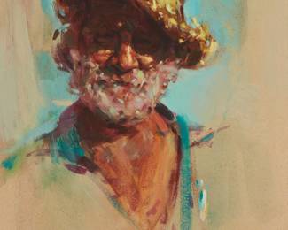 282
W. Clarence McGrath
1938-2007
"Clarence"
Oil on Masonite
Signed lower right: McGrath; titled in ink, possibly in another hand, verso
16" H x 12" W
Estimate: $500 - $700