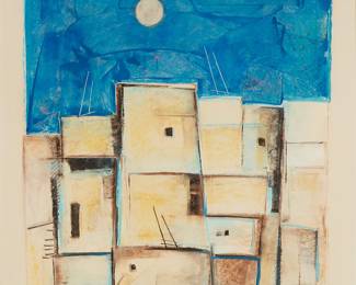 94
Dan Namingha
b. 1950, Hopi-Tewa
Pueblo
Oil pastel on paper
Signed lower left: Namingha
Sight: 27.75" H x 22.5" W
Estimate: $800 - $1,200