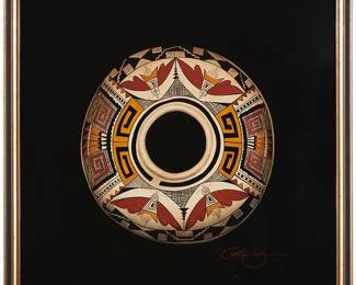 108
Patricia Dobson
b. 1947
Pottery Vessel
Mixed media on Strathmore paper
Signed lower right: Patricia Dobson
Sight: 29.5" H x 29.5" W
Estimate: $300 - $500