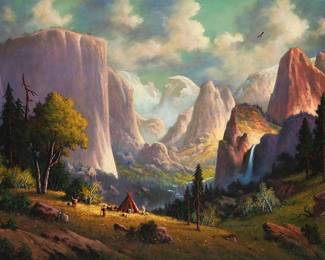 276
Heinie Hartwig
b.1937
"Spring In The Valley"
Oil on Masonite
Signed lower right: Heinie Hartwig
34.5" H x 58" W
Estimate: $7,000 - $9,000