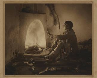 303
Karl Moon
1879-1948
"Home From The Hunt," 1908
Photogravure on paper mounted to a paper mount
Signed, dated, and titled in ink on the mount: Karl Moon; blindstamp of the copyright 1908 by Fred Harvey in the lower right corner
Image/Sheet: 13" H x 16" W; Sight: 15" H x 18" W
Estimate: $500 - $700