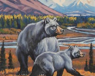 50
Walter Joseph Wilwerding
1891-1966
Two Black Bears
Oil on canvas
Signed lower right: Wilwerding
Sight: 10.25" H x 8.125" W
Estimate: $300 - $500