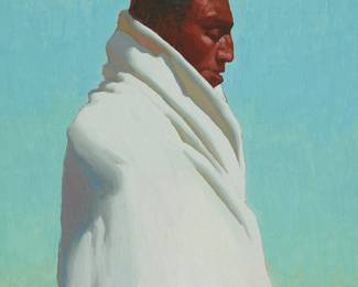 259
Logan Maxwell Hagege
b. 1980
"High Desert Trail," 2010
Oil on linen laid to Gatorboard
Signed upper right: Logan Maxwell Hagege; signed again, titled, dated, and inscribed on the verso of the Gatorboard
12" H x 9" W
Estimate: $8,000 - $12,000