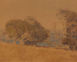 274
Carl Oscar Borg
1879-1947
Landscape With Trees, 1911
Watercolor on paper
Signed and dated lower left: Carl Oscar Borg
Sight: 7.5" H x 10" W
Estimate: $700 - $900