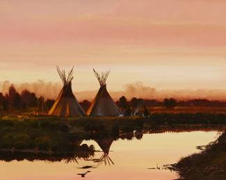 275
Nicholas Coleman
b. 1978
"In The River Bottoms"
Oil on board
Signed lower right: Nicholas Coleman; signed again and titled in pencil, verso
11.5" H x 9" W
Estimate: $1,000 - $1,500