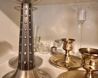 Vintage Norwegian pewter candleholders 