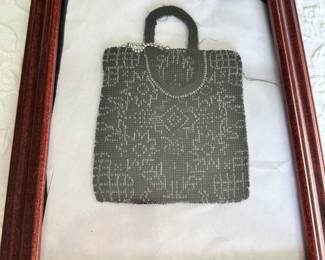 vintage beaded handbag framed