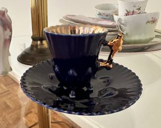 cobalt blue gold scalloped  edge