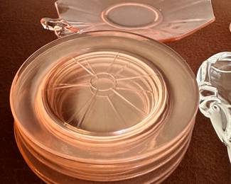 pink glass plates