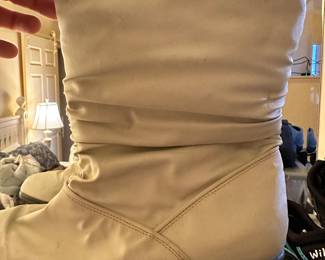 White leather boots