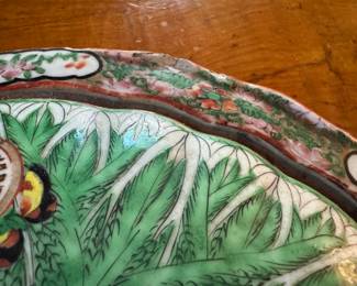 Chinese cabbage leaf covered dish                                       3.5"h x 11.5" long x 10" w  chipped