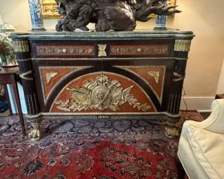 Napoleon III-style marble-top chest                                     39"h x 56" w x 23"d 