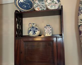 Antique mahogany hanging cupboard                                              21.5"h x 16"w 