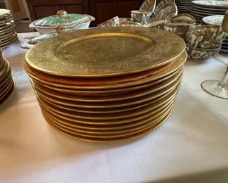 Crescent China gilded 10" dinner plates 12 pc. 