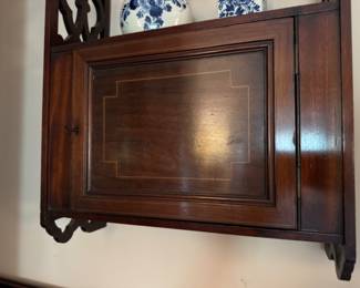 Antique mahogany hanging cupboard                                              21.5"h x 16"w