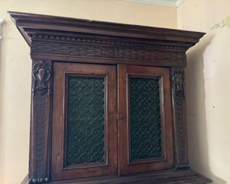  Renaissance-style walnut cabinet                                          80"h x 48.5"w x 20"d 