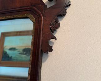 Antique Chippendale mahogany mirror 40"h x 27"w   repaired