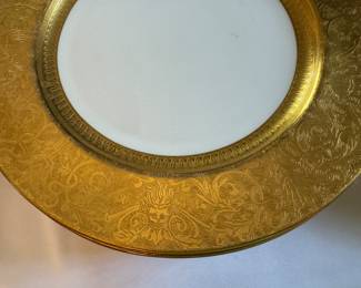 Tiffany Crown Staffordshire gold encrusted  10" plates 12 pc.         