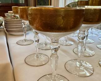 Glastonbury Lotus Goldenrod champagne/cocktail glasses 6" 12 pc. 