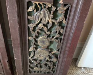 Carved Chinese  floor screen with gilt highlights                      8'h x 67"w  