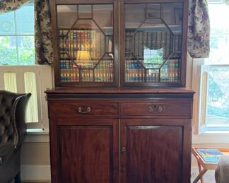 Georgian mahogany step-back cupboard                                    90.5"h x 49"w x 23"d