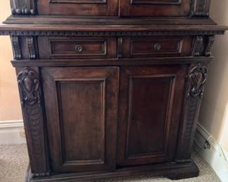  Renaissance-style walnut cabinet                                          80"h x 48.5"w x 20"d 