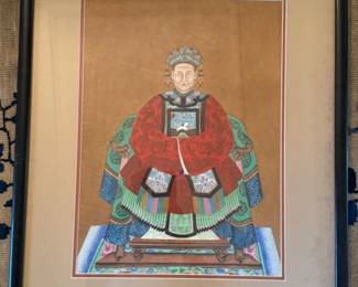 Chinese ancestor watercolor                                                  frame size 27"h x 21.5"w