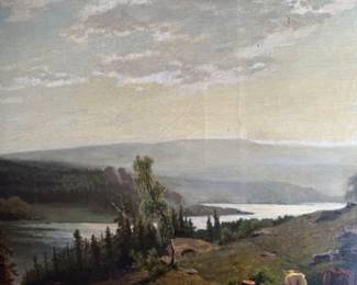 Richard Burnier (1826 - 1884) Dutch Impressionist Barbizon School oil on canvas 26”h x 38.5”w