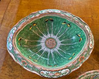 Chinese cabbage leaf covered dish                                       3.5"h x 11.5" long x 10" w  chipped