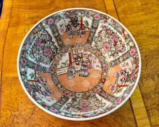 Vintage Rose Medallion bowl 6.5"h x 13.5" diameter