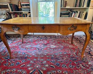 Inlaid French bureau plat                                                        31.5"h x 66.5" w x 35"d 
