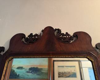 Antique Chippendale mahogany mirror 40"h x 27"w   repaired