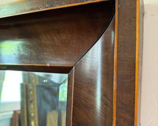 Antique mahogany mirror with satinwood line inlay 59.5"h x 28.75"w x 3.25"d 