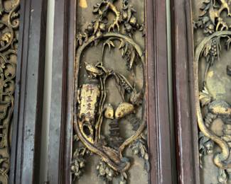 Carved Chinese  floor screen with gilt highlights                      8'h x 67"w  