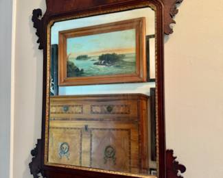 Antique Chippendale mahogany mirror 40"h x 27"w   repaired